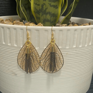 Gold Plated Teardrop Earrings with handmade tassel